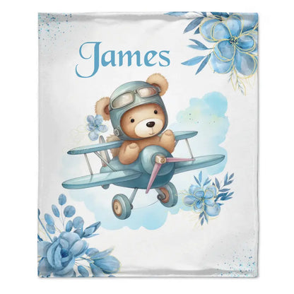 Couverture Nom personnalisé de l'ours d'avion bleu