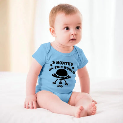 Cute Spaceship Baby Onesie - Three Months On This World