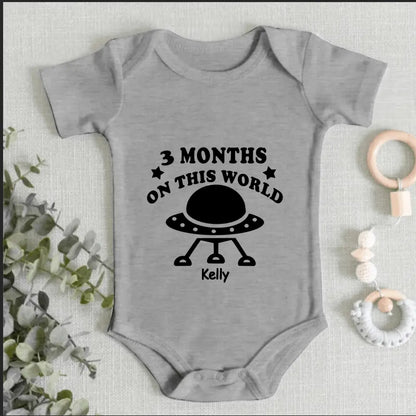 Cute Spaceship Baby Onesie - Three Months On This World