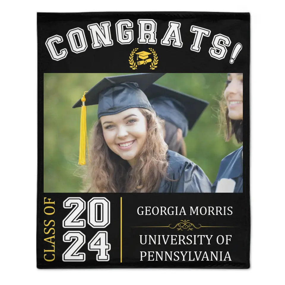 Graduation Celebration - Graduation Gift - Personalized Custom Photo Blanket