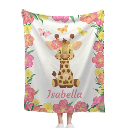 Couverture personnalisée pour bébé avec bord de fleur de cerf adorable avec nom