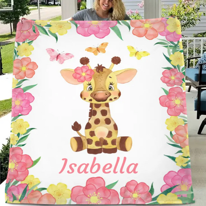 Couverture personnalisée pour bébé avec bord de fleur de cerf adorable avec nom