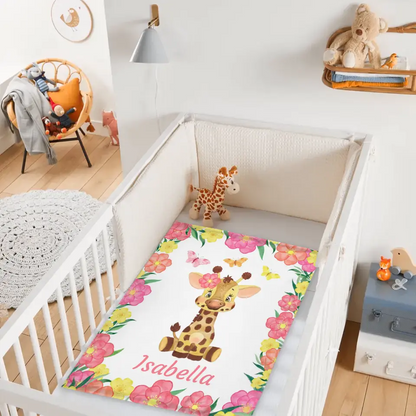 Couverture personnalisée pour bébé avec bord de fleur de cerf adorable avec nom