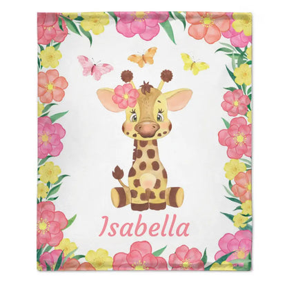 Couverture personnalisée pour bébé avec bord de fleur de cerf adorable avec nom