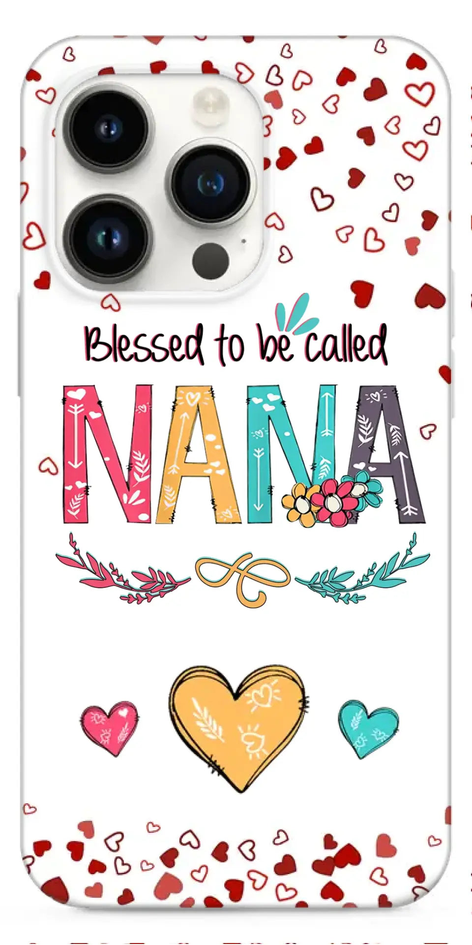 Béni d’être appelé Nana, Maman, Auntie Heart Kids Coque De Téléphone Personnalisée