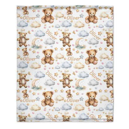 Couverture d'emmaillotage personnalisée en forme d'ours en peluche aquarelle