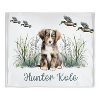 Personalized Mallard Duck Puppy Baby Blanket Gift