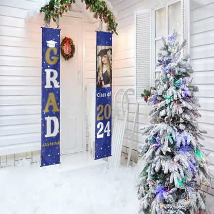 Bannière de porte de remise de diplôme personnalisée avec 1 photo, décorations de fête