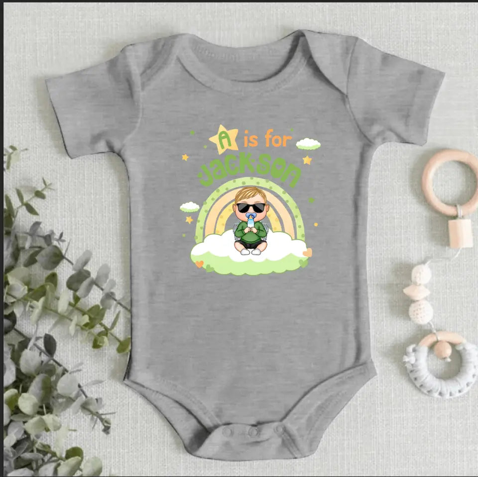 Baby Alphabet - Gift For Children, Grandkids - Personalized Baby Onesie