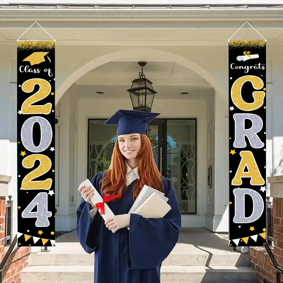 Graduation Decorations 2024 GRAD Flash Banner Porch Door Sign – lovscape