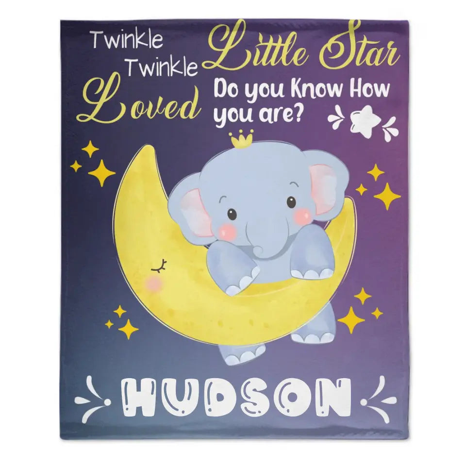 Couvertures personnalisées pour bébé pour garçons et filles – Twinkle Little Star Baby Elephant On Moon