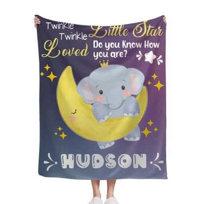 Couvertures personnalisées pour bébé pour garçons et filles – Twinkle Little Star Baby Elephant On Moon