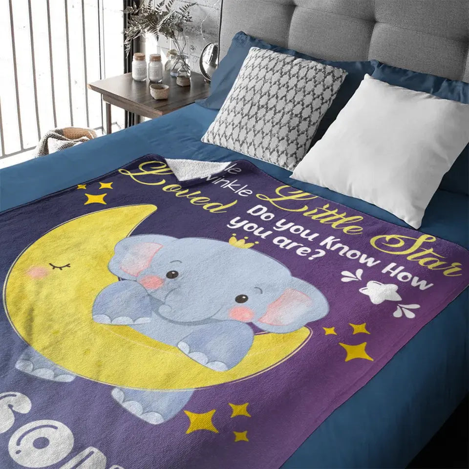 Couvertures personnalisées pour bébé pour garçons et filles – Twinkle Little Star Baby Elephant On Moon