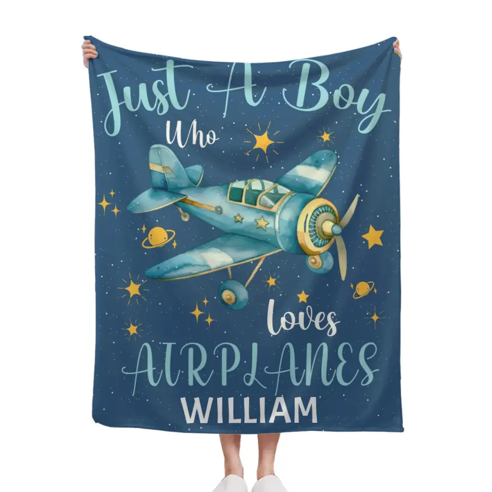 Just A Boy Who Loves AirPlanes - Couvertures cadeaux personnalisées pour garçons