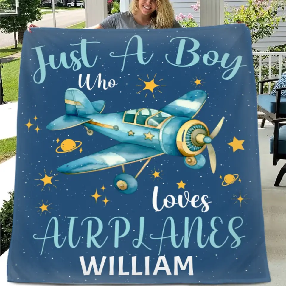 Just A Boy Who Loves AirPlanes - Couvertures cadeaux personnalisées pour garçons