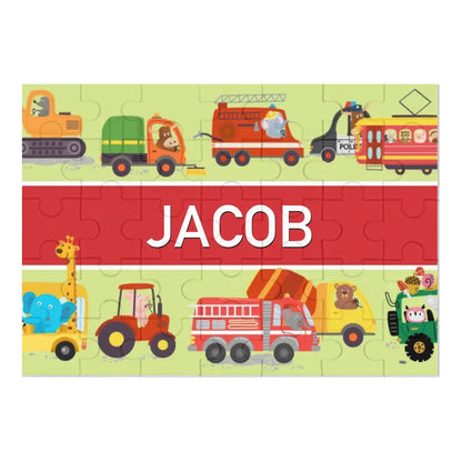 Personalized Name Puzzle for Kids, Animals Trucks