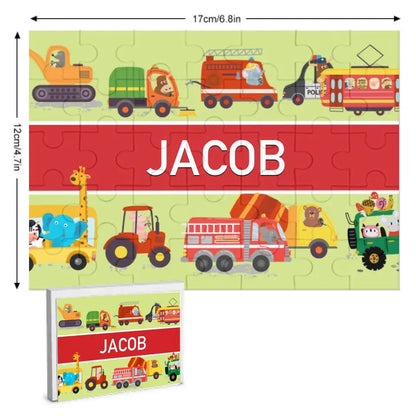 Personalized Name Puzzle for Kids, Animals Trucks