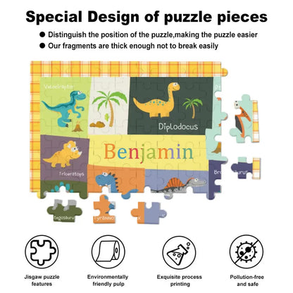 Personalized Dinosaur Jigsaw Puzzle for Toddler Kids 35PCS/70PCS