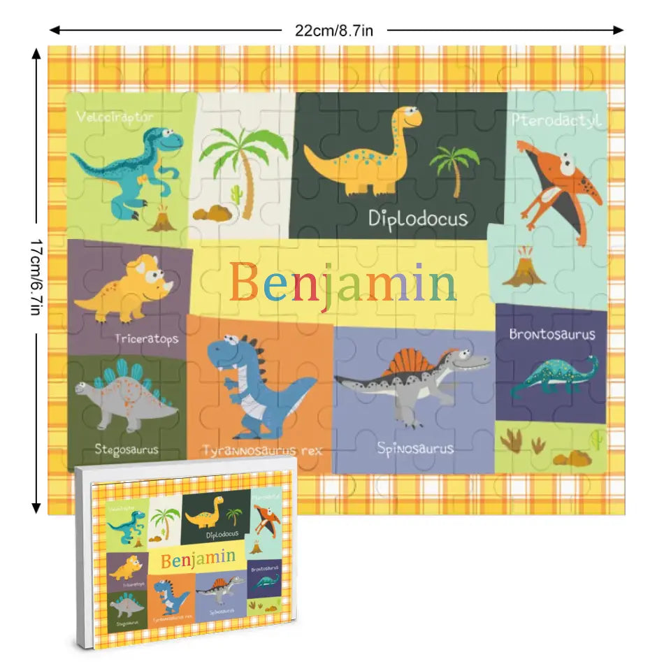 Personalized Dinosaur Jigsaw Puzzle for Toddler Kids 35PCS/70PCS