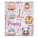 Customized Name Blanket, Small Animals Inside Basket