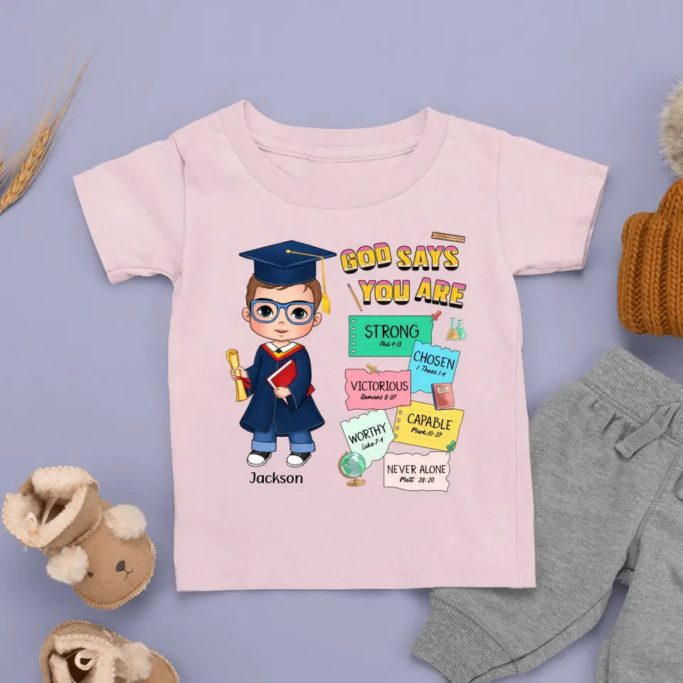 T-shirt de remise des diplômes, Dieu dit que je suis un enfant