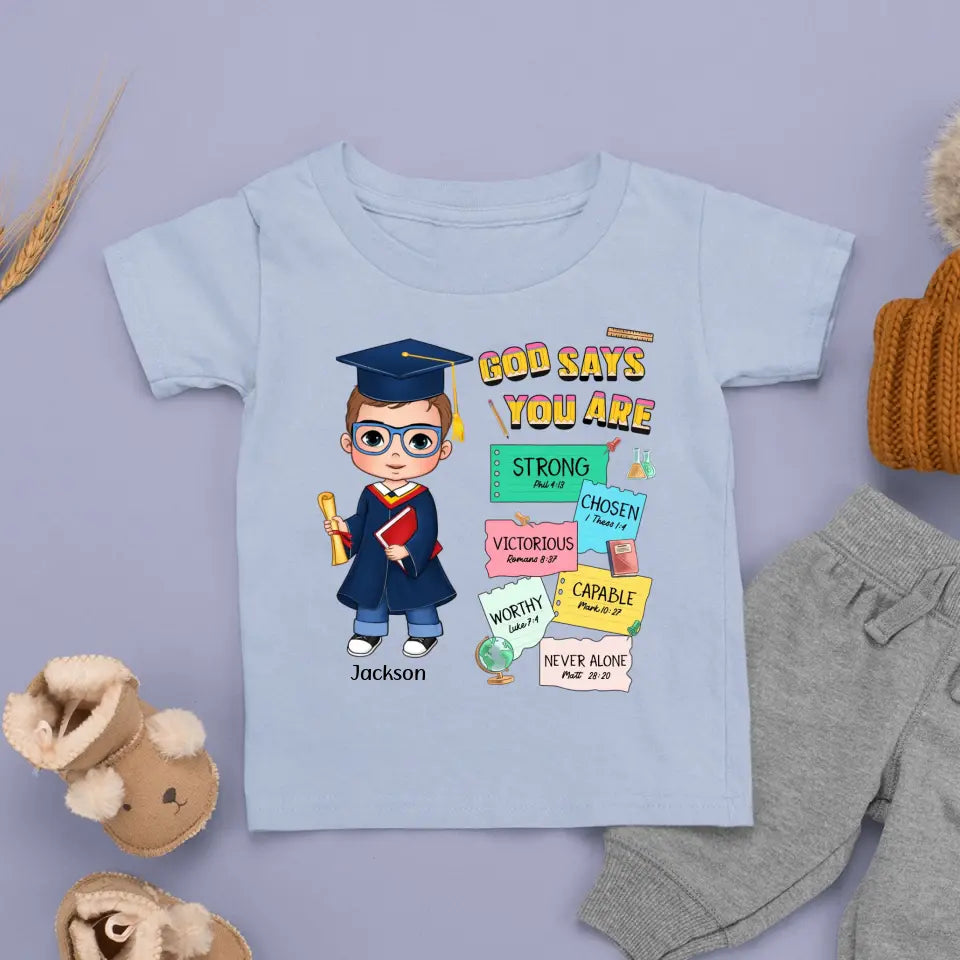 T-shirt de remise des diplômes, Dieu dit que je suis un enfant