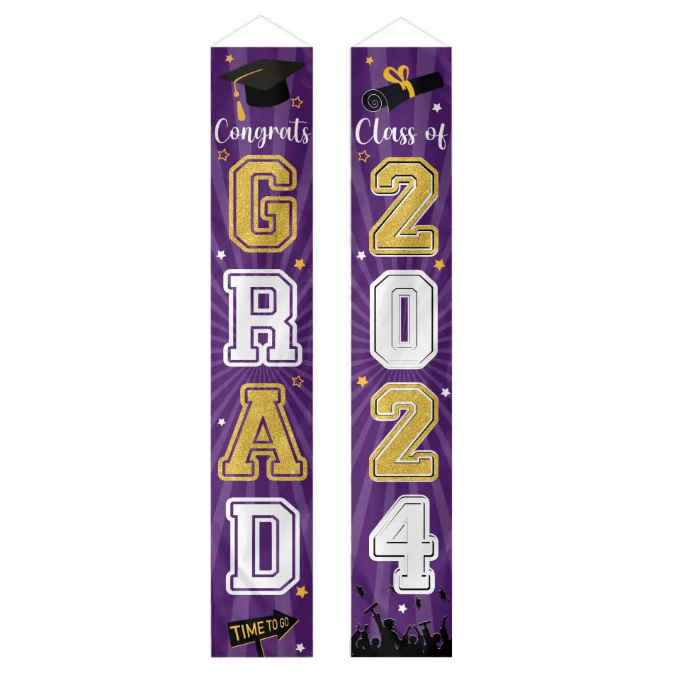 Class of 2024 Congrats Graduation Banner - Party Welcome Hanging Door Decor