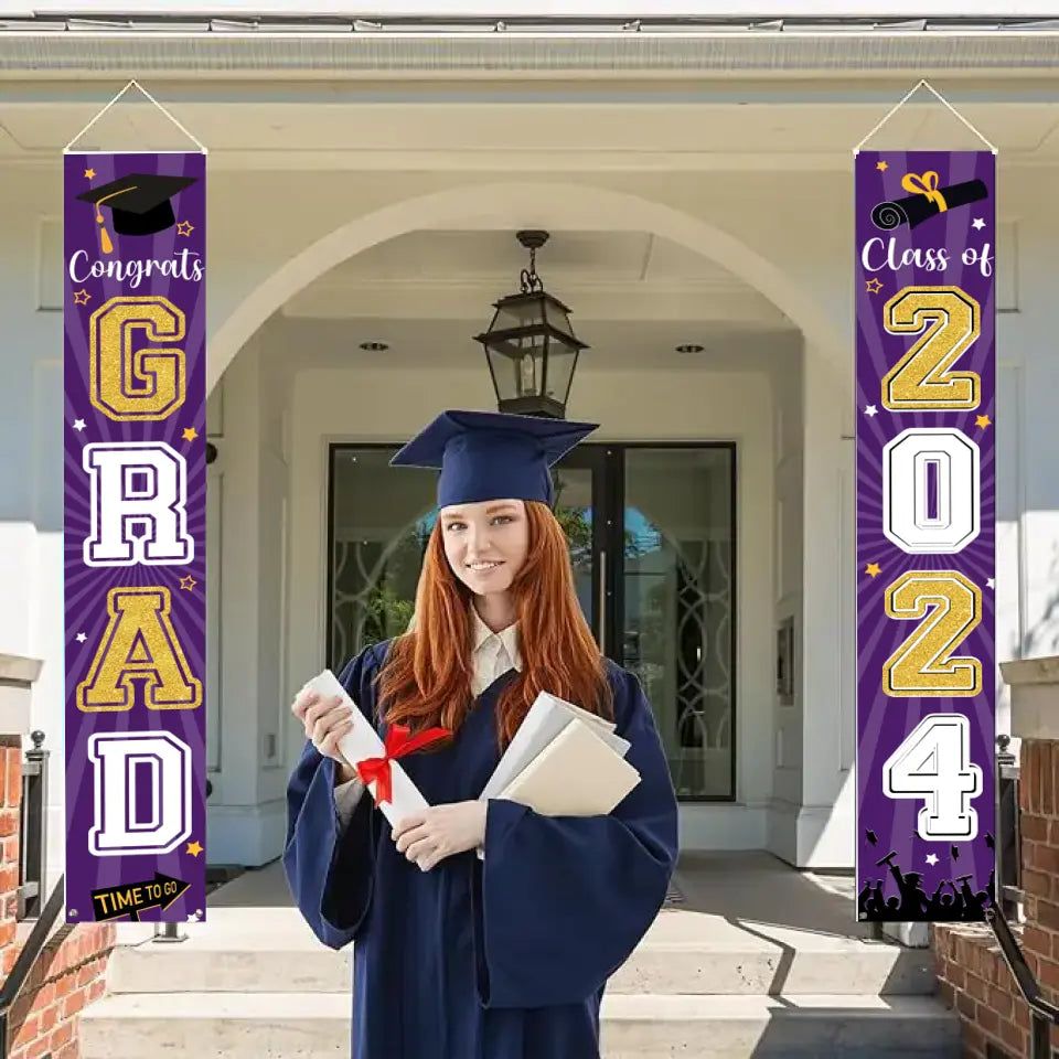 Class of 2024 Congrats Graduation Banner - Party Welcome Hanging Door Decor