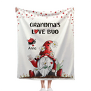 Grandma's Love Bugs Gnome – Couverture personnalisée avec mains d'argent et chapeau rouge