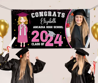 Glitter and Star Styles Congratulations Class Of 2024, Custom Photo