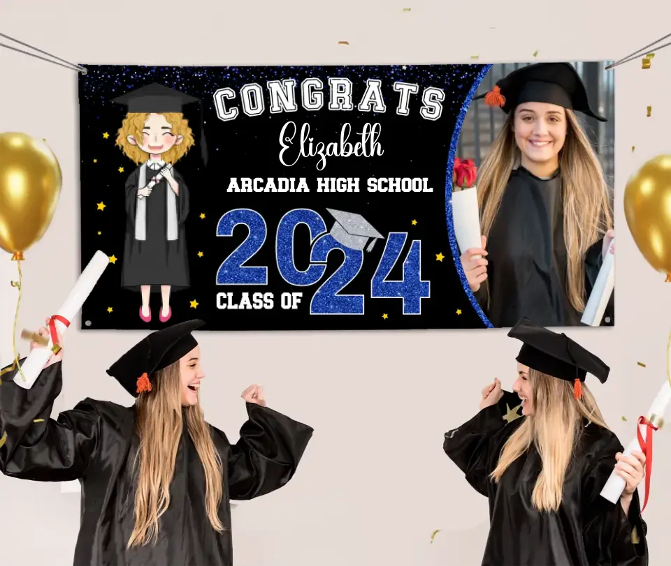 Glitter and Star Styles Congratulations Class Of 2024, Custom Photo