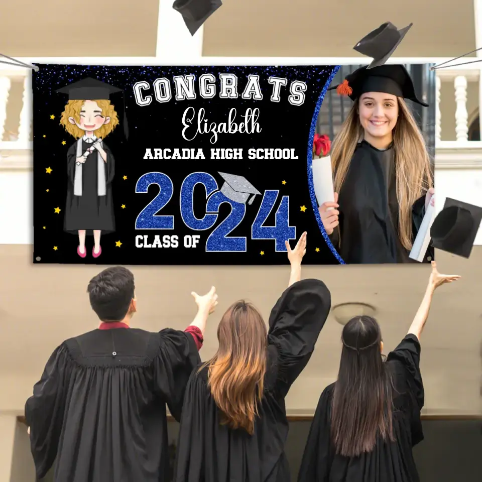 Glitter and Star Styles Congratulations Class Of 2024, Custom Photo