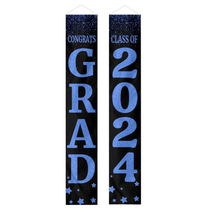 Three Slices Front Door Banner With Pictures Class of 2024 - High School or College University for Graduation Door Banner for Front Door or Porch