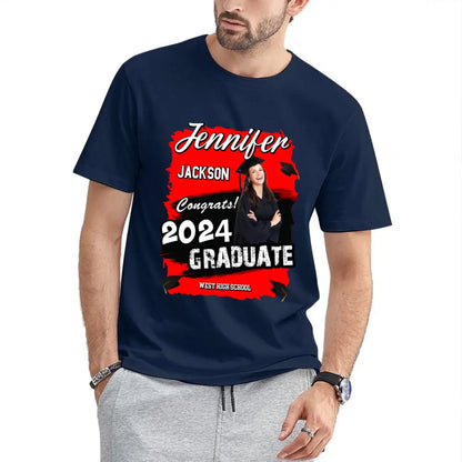 Custom Photo Art Color Congrats 2024 Graduation Personalized Shirt