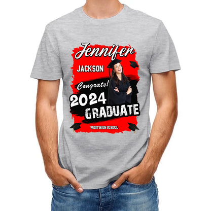 Custom Photo Art Color Congrats 2024 Graduation Personalized Shirt