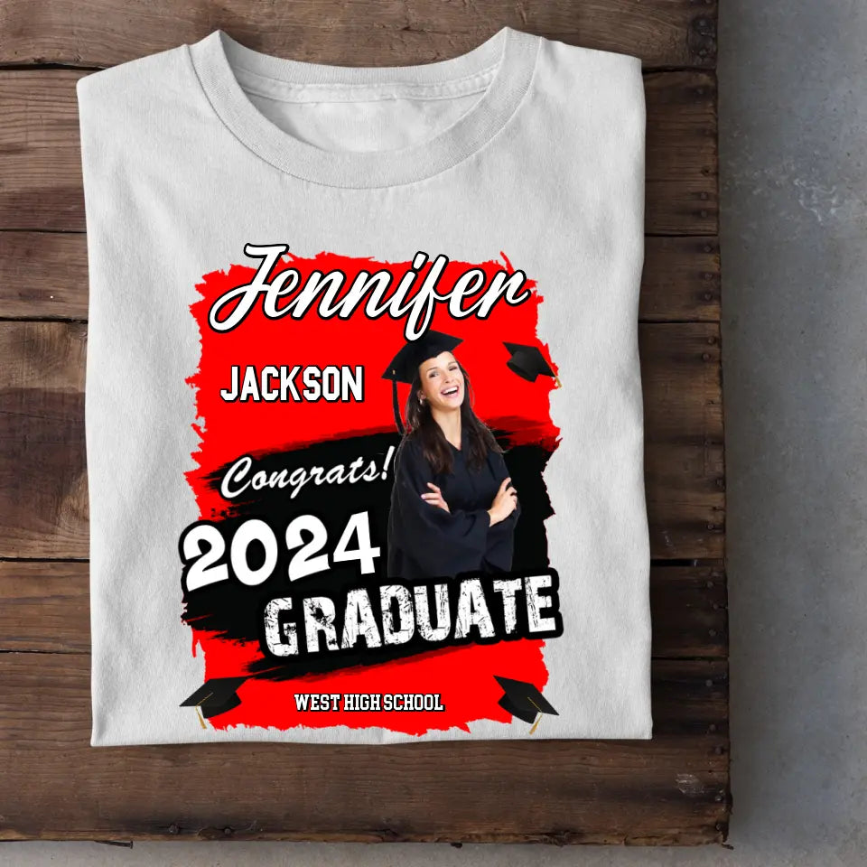 Custom Photo Art Color Congrats 2024 Graduation Personalized Shirt