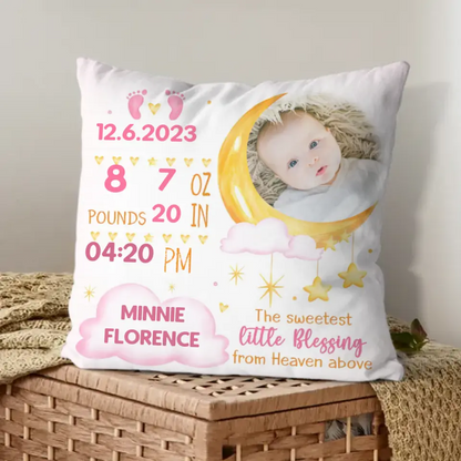 Newborn Baby Birth Announcement Gift Pillow Pillow Pillow Case