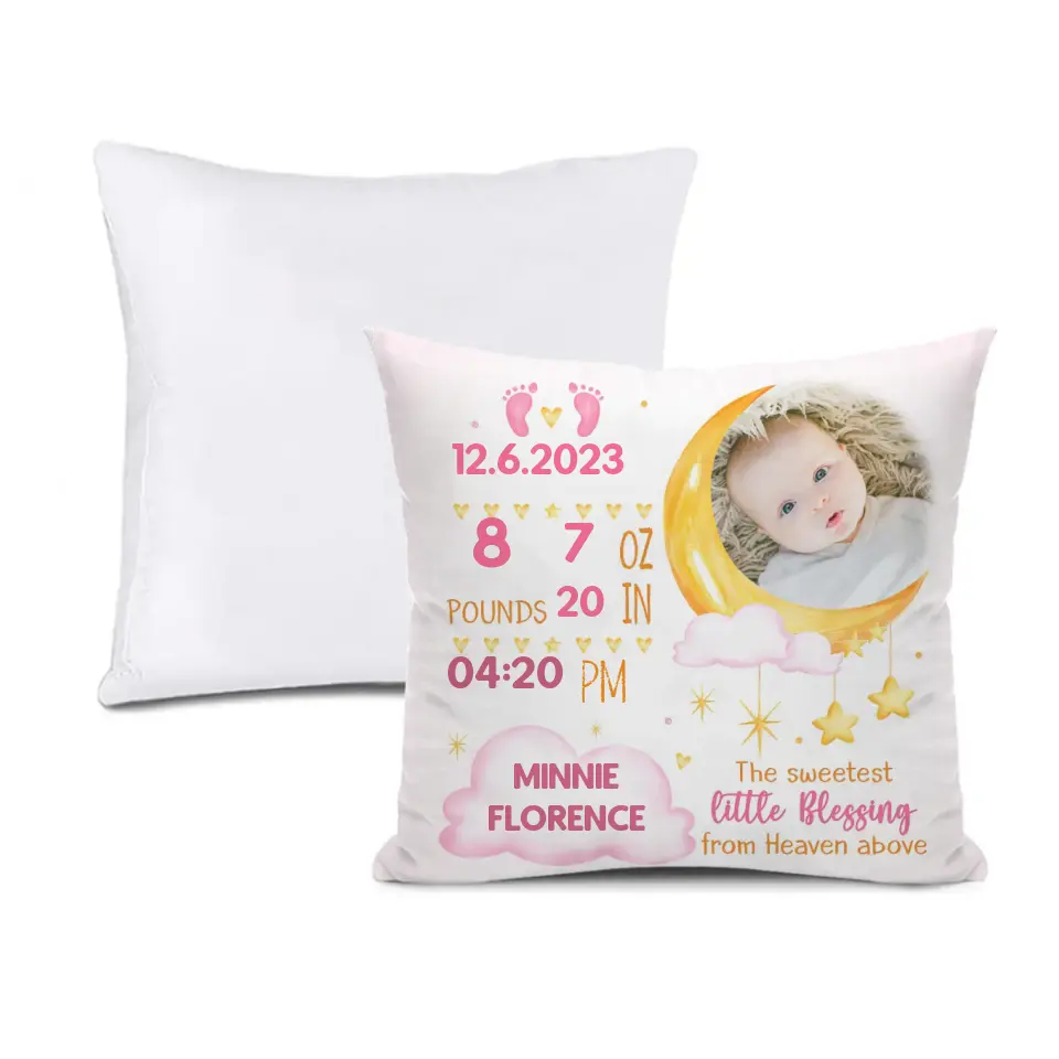 Newborn Baby Birth Announcement Gift Pillow Pillow Pillow Case