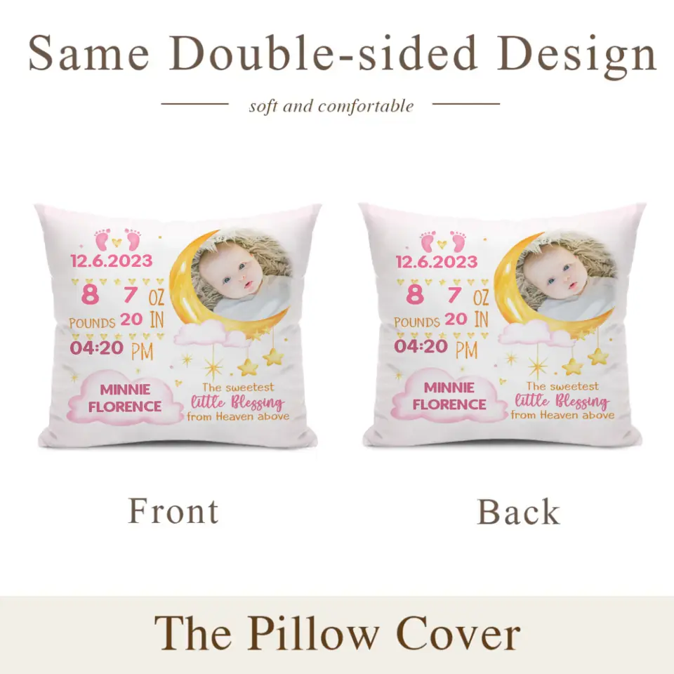 Newborn Baby Birth Announcement Gift Pillow Pillow Pillow Case