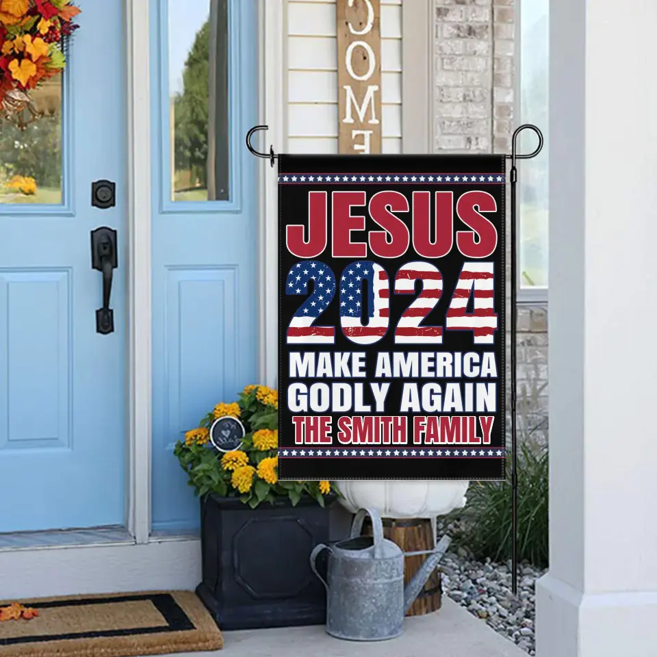 Jesus 2024 Make America Godly Again Garden Flag, Believers of God Faith