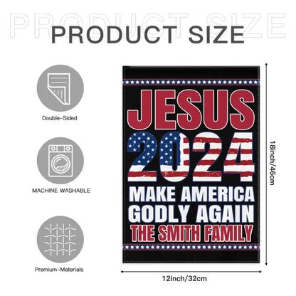 Jesus 2024 Make America Godly Again Garden Flag, Believers of God Faith