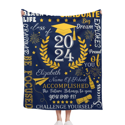 Personalized Custom Graduate Class of 2024 Blanket - Gifts for Grads - champagne party wheat elements