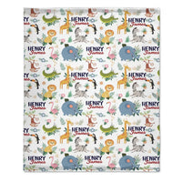 Personalized Smiling Animals Name Blanket
