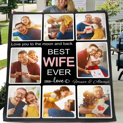 Free shipping✈️Personalized Family Blankets with Picture to Best Dad Mom Grands Ever