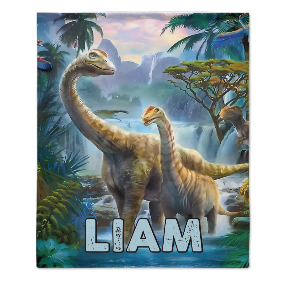 Free shipping✈️Jurassic Dinosaur - Personalized Name Blanket for Kids