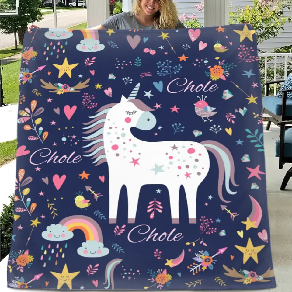 Free shipping✈️Gift For Granddaughter - Personalized Unicorn Name Custom Blanket