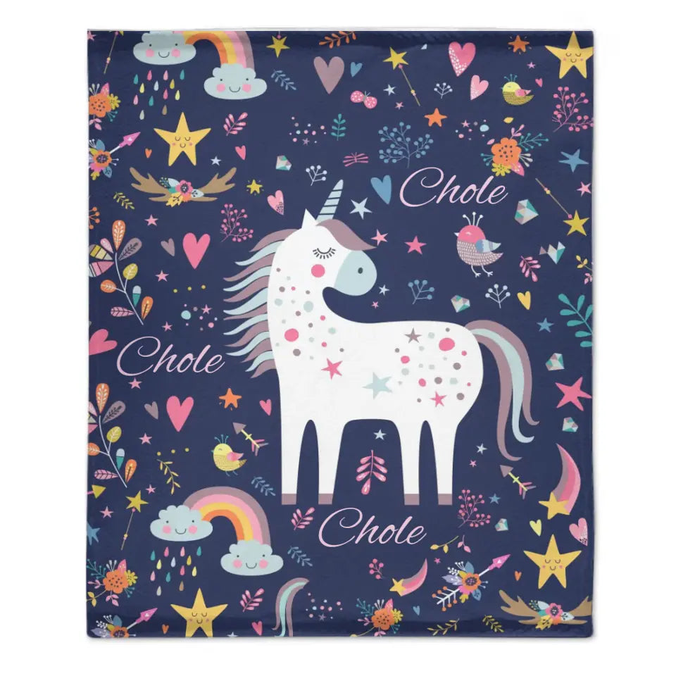 Free shipping✈️Gift For Granddaughter - Personalized Unicorn Name Custom Blanket