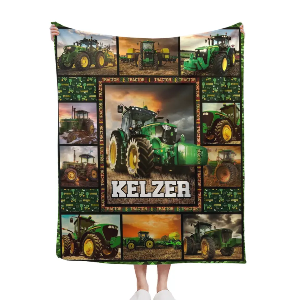 Free shipping✈️Personalized Tractor Name Blanket