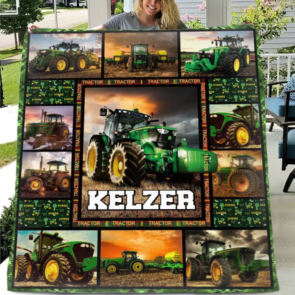 Free shipping✈️Personalized Tractor Name Blanket