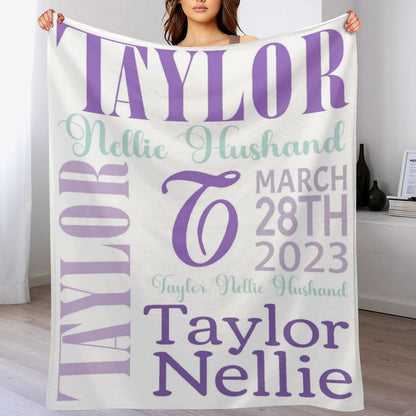 Free Shipping✈️Personalized Monogrammed Baby Name Blanket - Swaddle Blanket Baby Shower Gift Photo Prop Birth Announcement